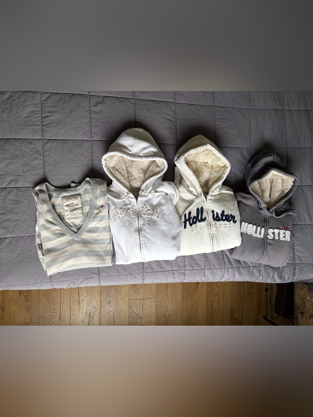 Hollister White and Gray Cozy Hoodies and Sweater Set